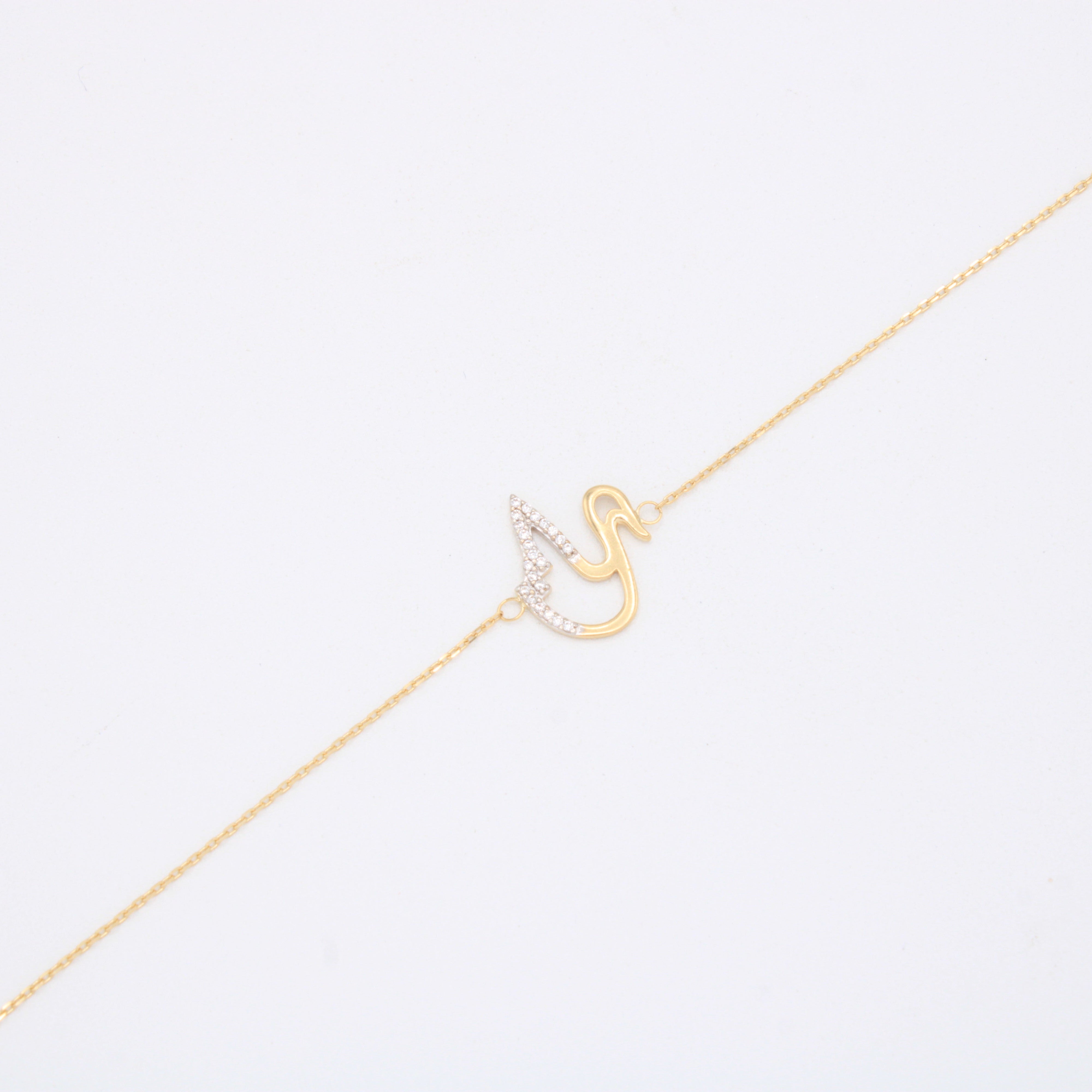 Pulsera de Oro 14k Cisne con Incrustación de Zirconias mod. 11027