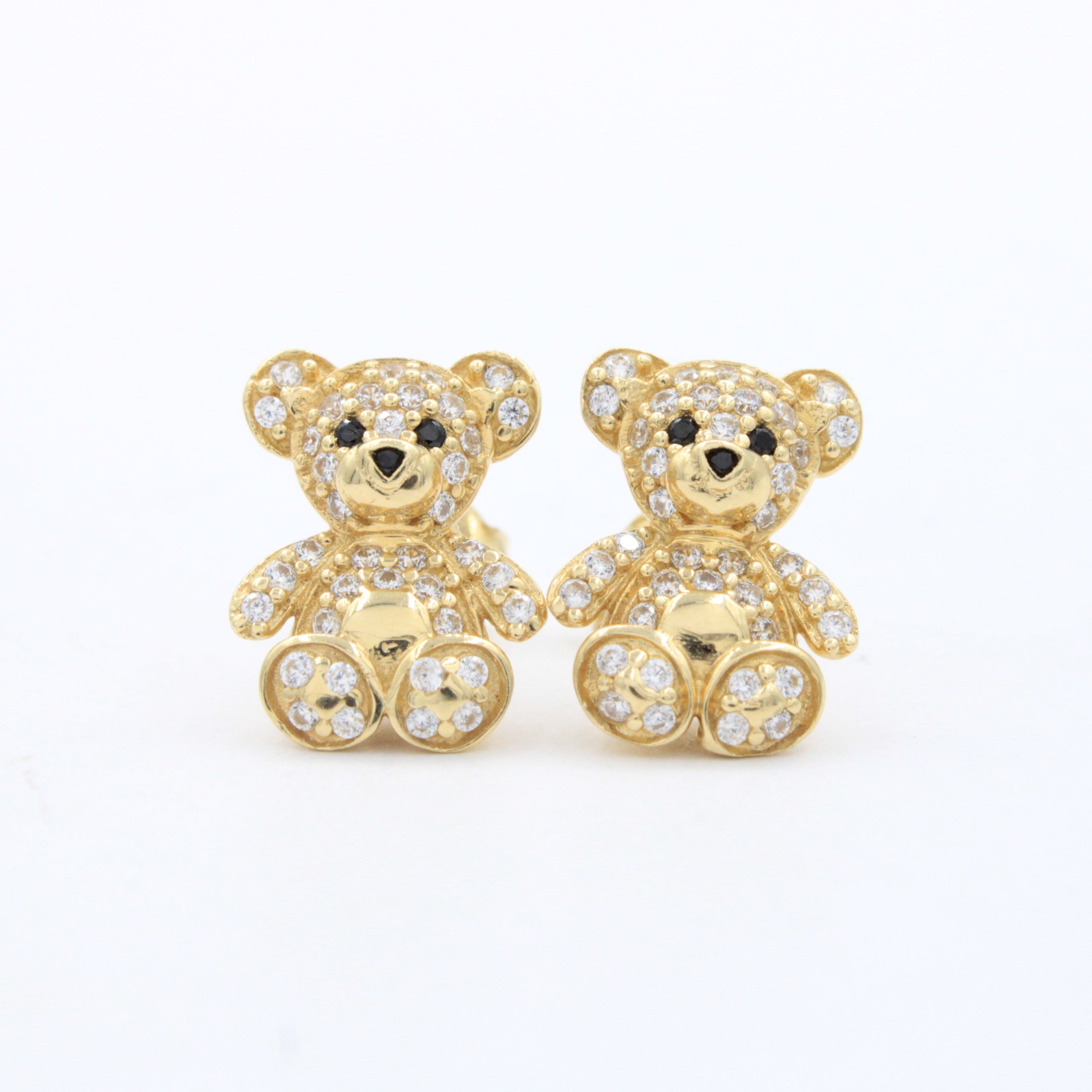 Arete de Oro 14k Osito Especial con Incrustación de Zirconias mod. 10642