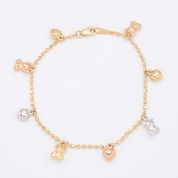 Pulsera de Oro 14k Osos y Corazones Florentinos mod. 11028