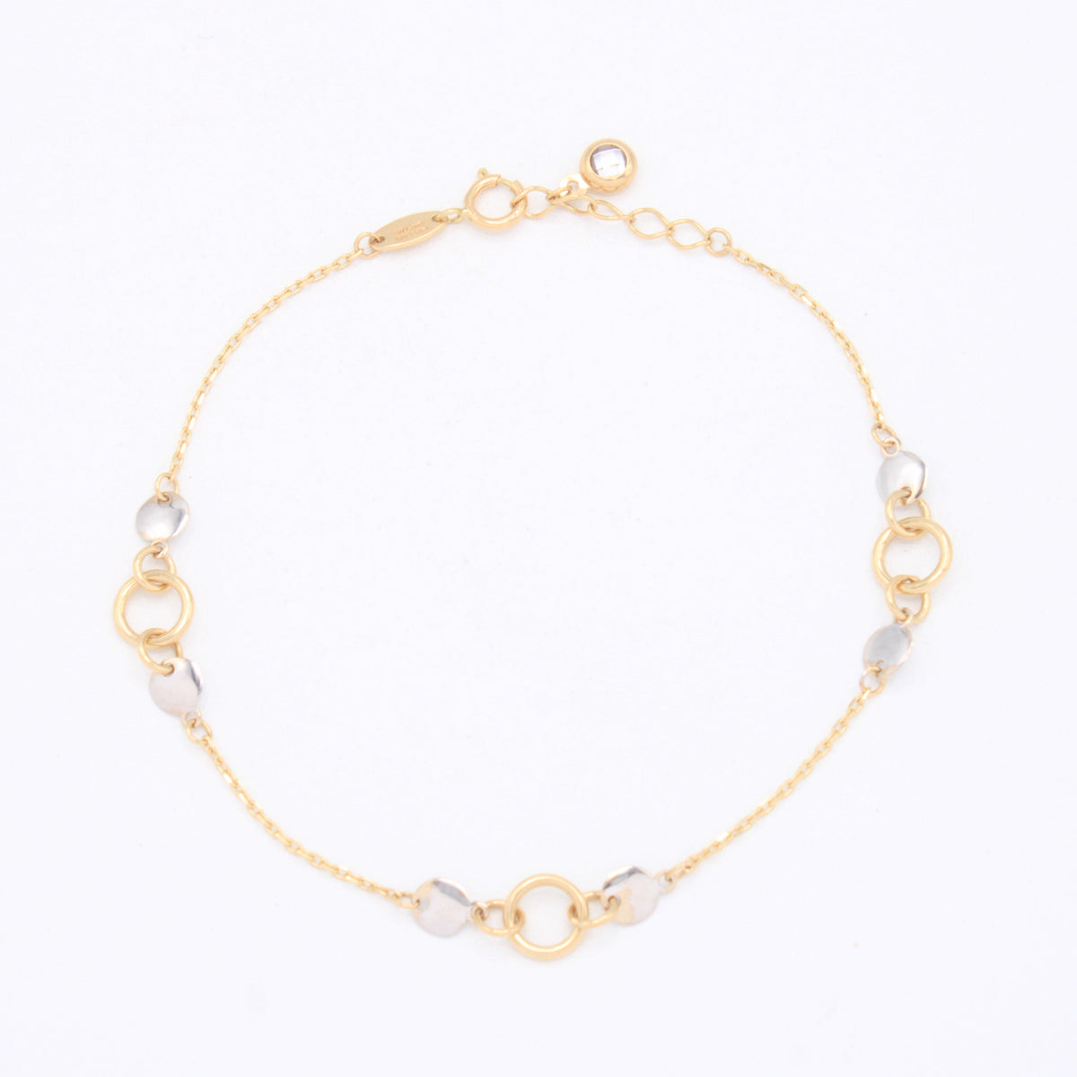 Pulsera de Oro 14k Circulos con Oro Blanco mod. 11029
