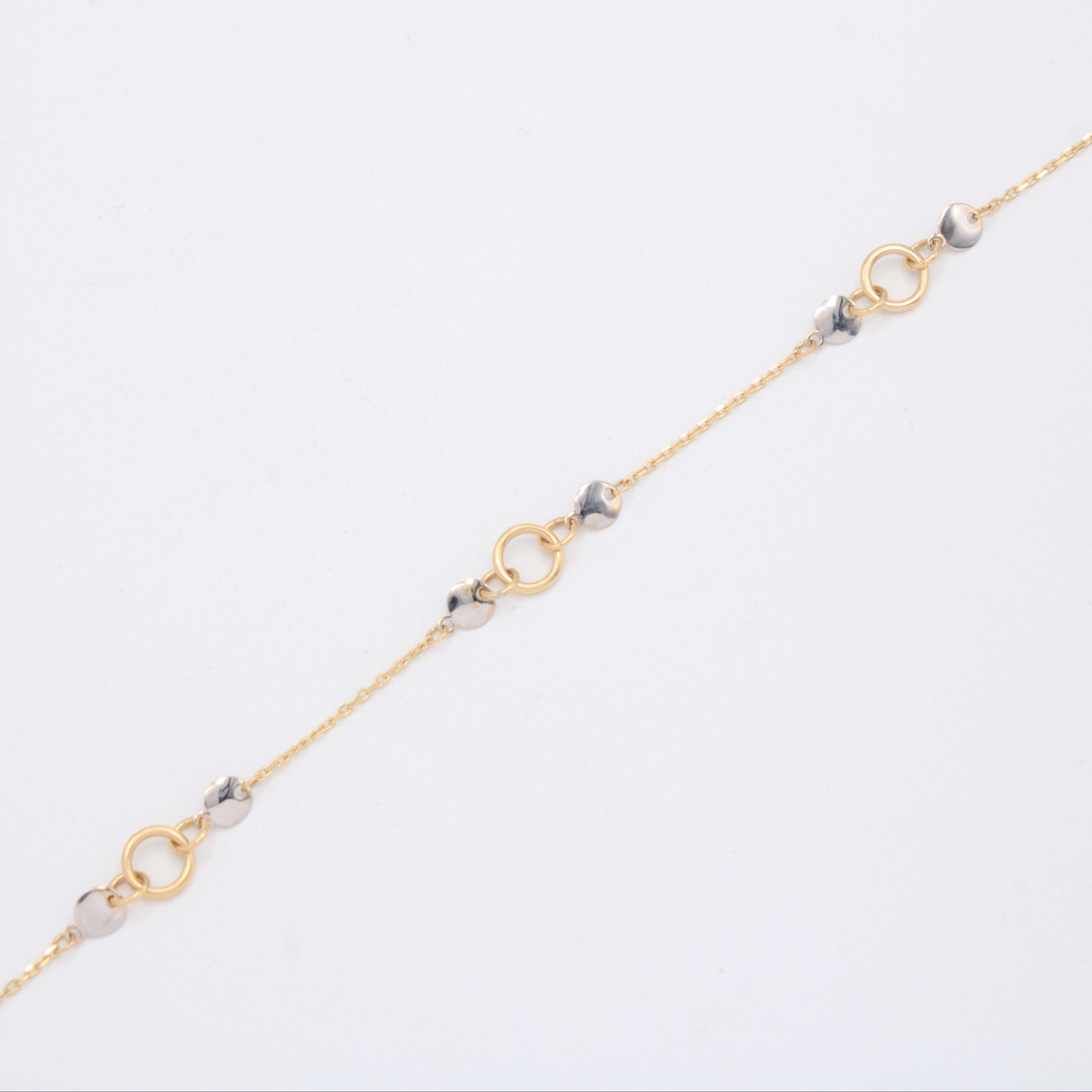 Pulsera de Oro 14k Circulos con Oro Blanco mod. 11029