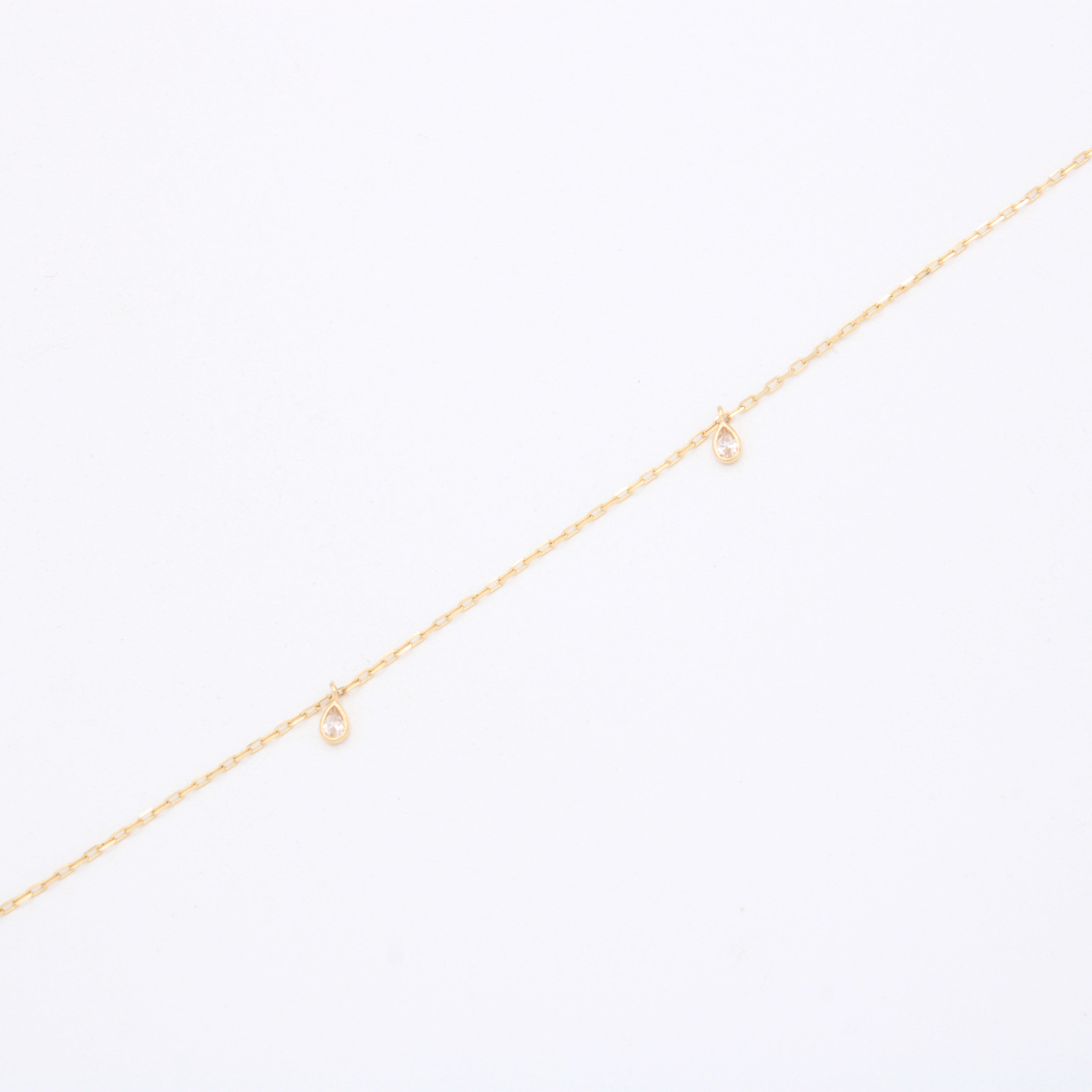 Tobillera de Oro 14k Gotas con Zirconias mod. 11030