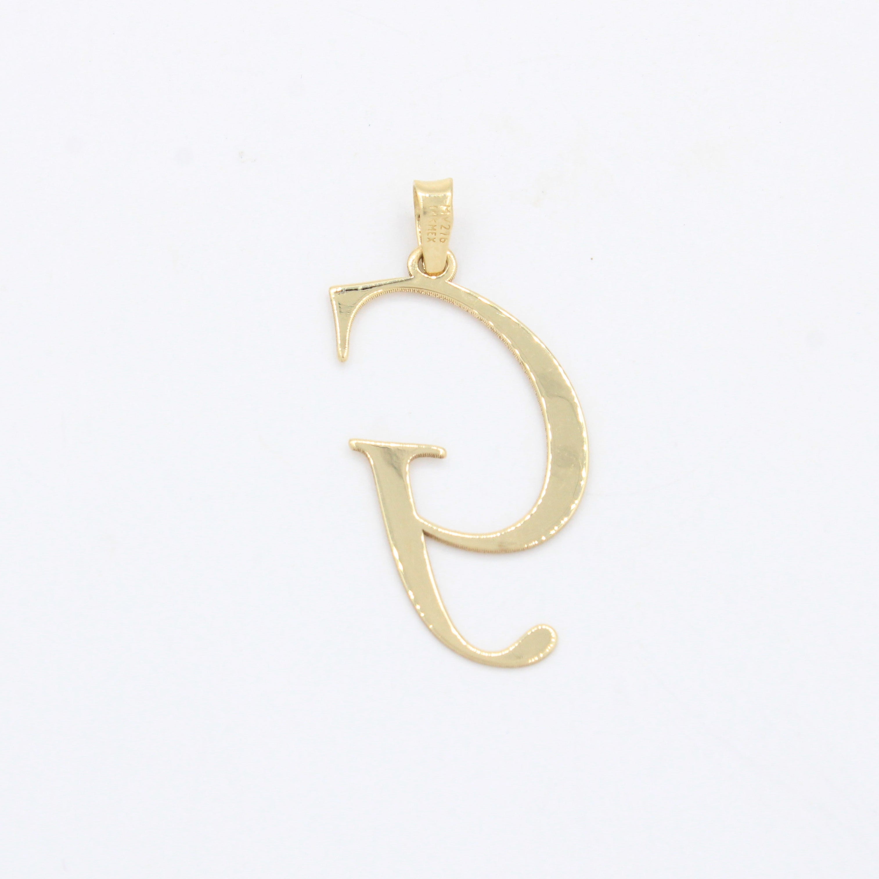 Dije de Oro 14k Modelo de Inicial G Estilo Cursiva Lisa y Brillante mod. 10553