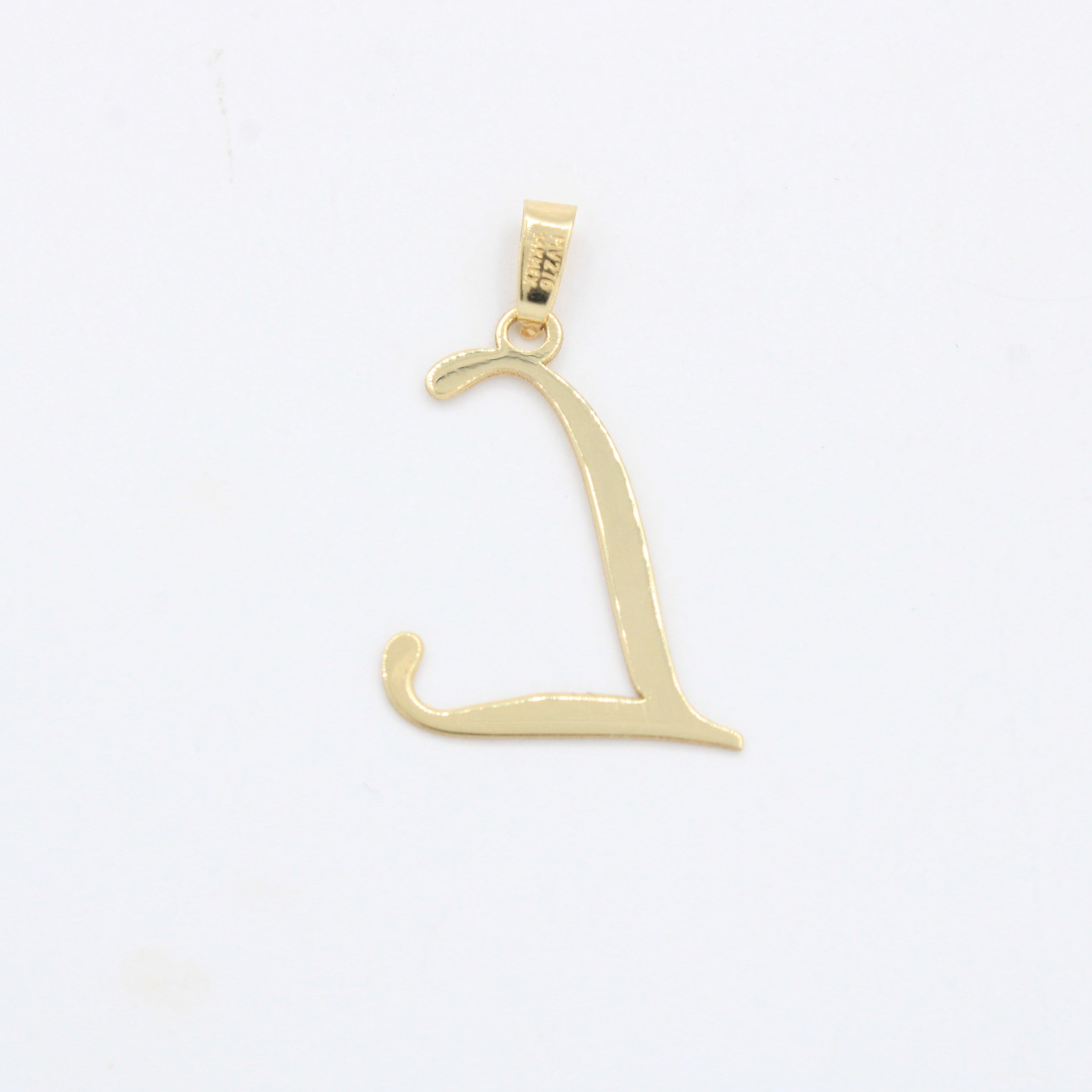 Dije de Oro 14k Modelo de Inicial L Estilo Cursiva Lisa y Brillante mod. 10554