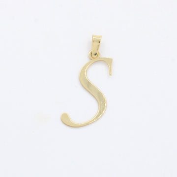 Dije de Oro 14k Modelo de Inicial S Estilo Cursiva Lisa y Brillante mod. 10555