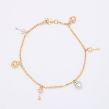 Pulsera de Oro 14k Corazones y Llaves Florentinas mod. 11033