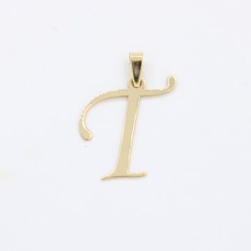Dije de Oro 14k Modelo de Inicial T Estilo Cursiva Lisa y Brillante mod. 10556