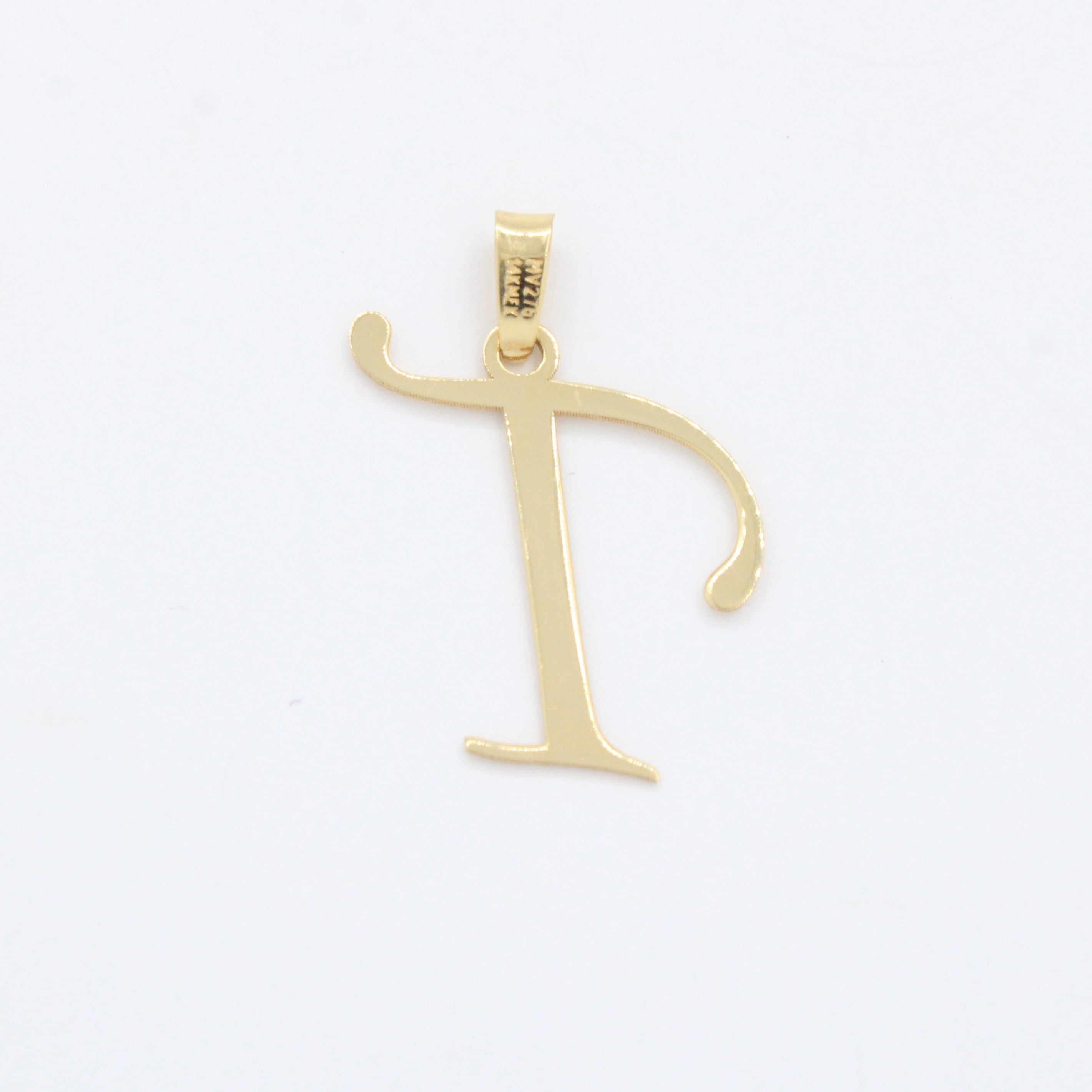 Dije de Oro 14k Modelo de Inicial T Estilo Cursiva Lisa y Brillante mod. 10556