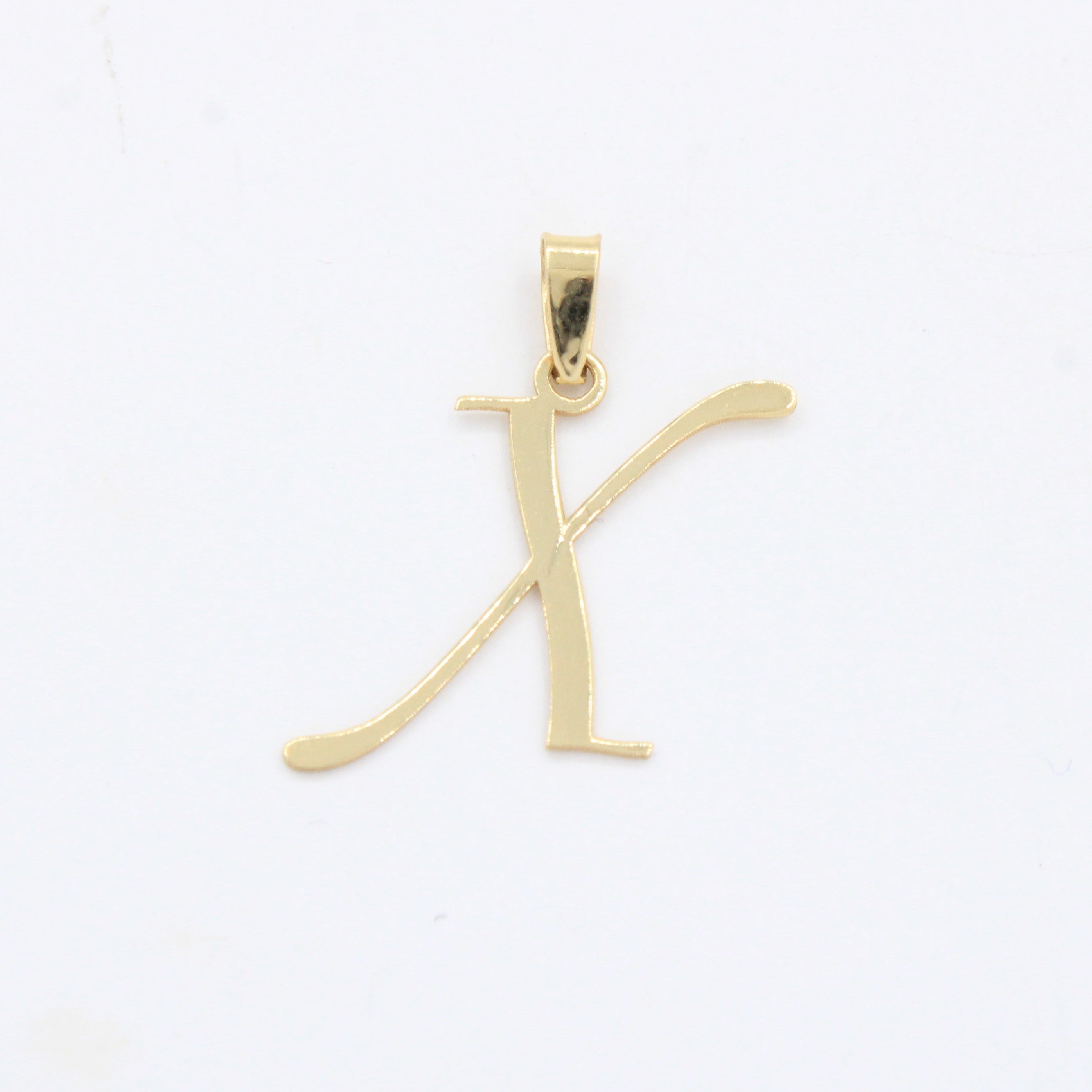 Dije de Oro 14k Modelo de Inicial X Estilo Cursiva Lisa y Brillante mod. 10557
