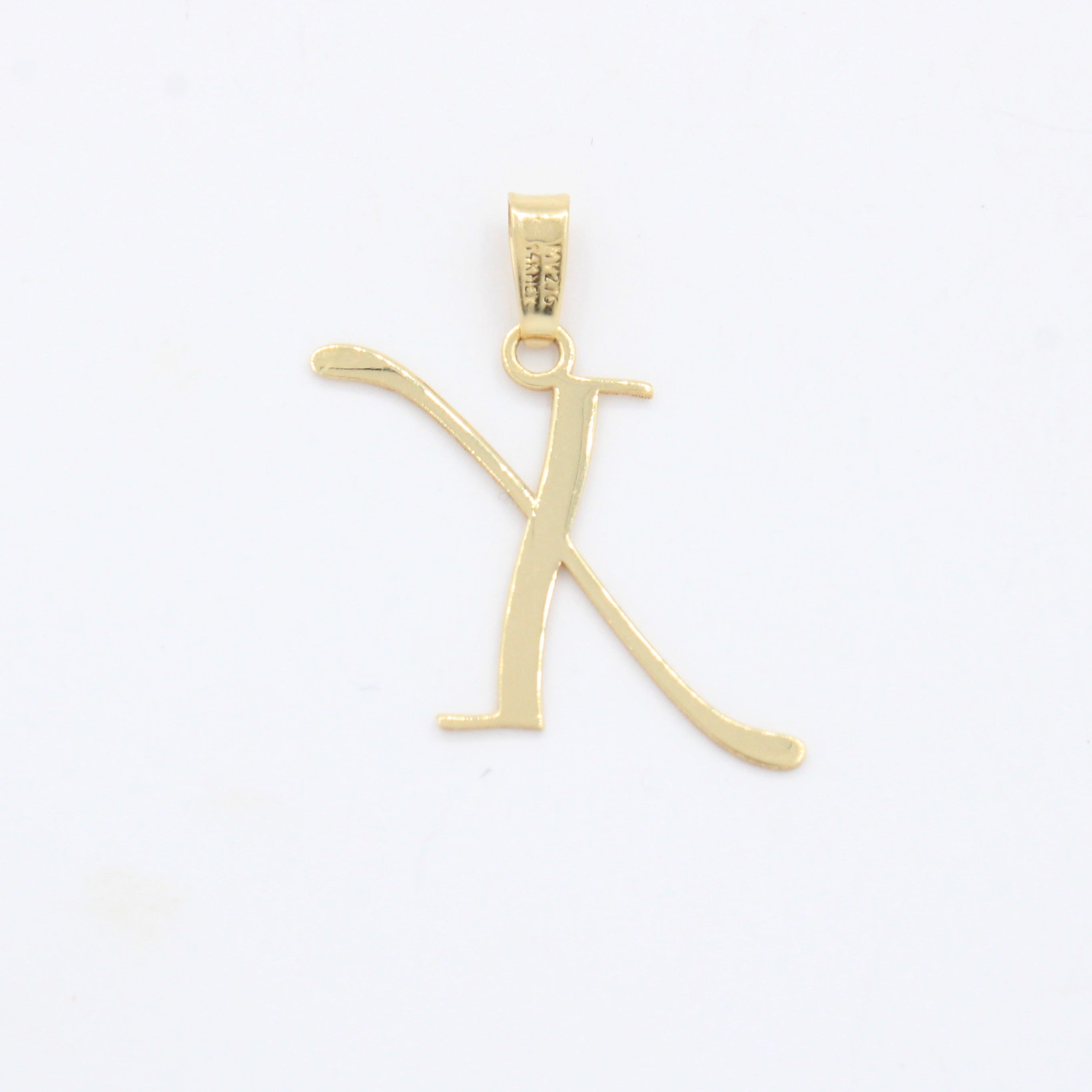 Dije de Oro 14k Modelo de Inicial X Estilo Cursiva Lisa y Brillante mod. 10557