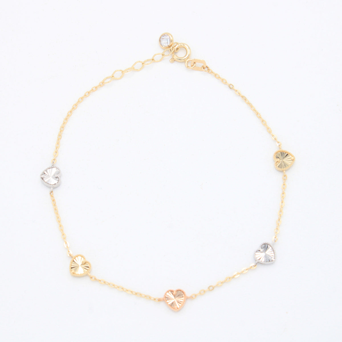 Pulsera de Oro 14k Corazones Diamantados Florentinos mod. 11036