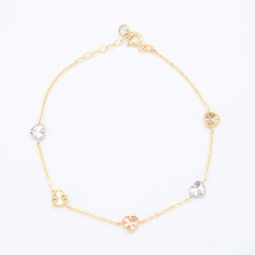 Pulsera de Oro 14k Corazones Diamantados Florentinos mod. 11036