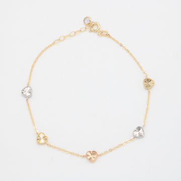 Pulsera de Oro 14k Corazones Diamantados Florentinos mod. 11036