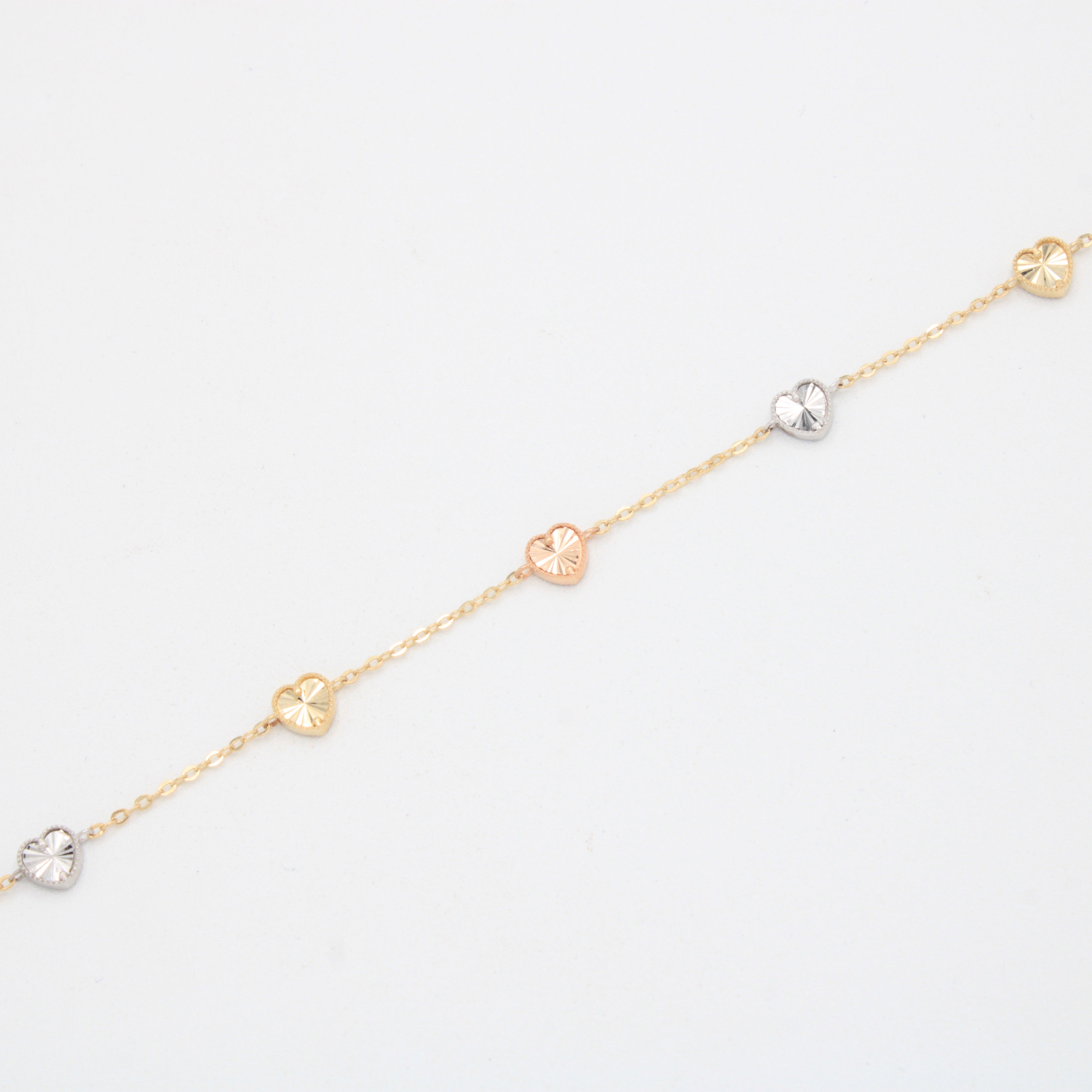 Pulsera de Oro 14k Corazones Diamantados Florentinos mod. 11036