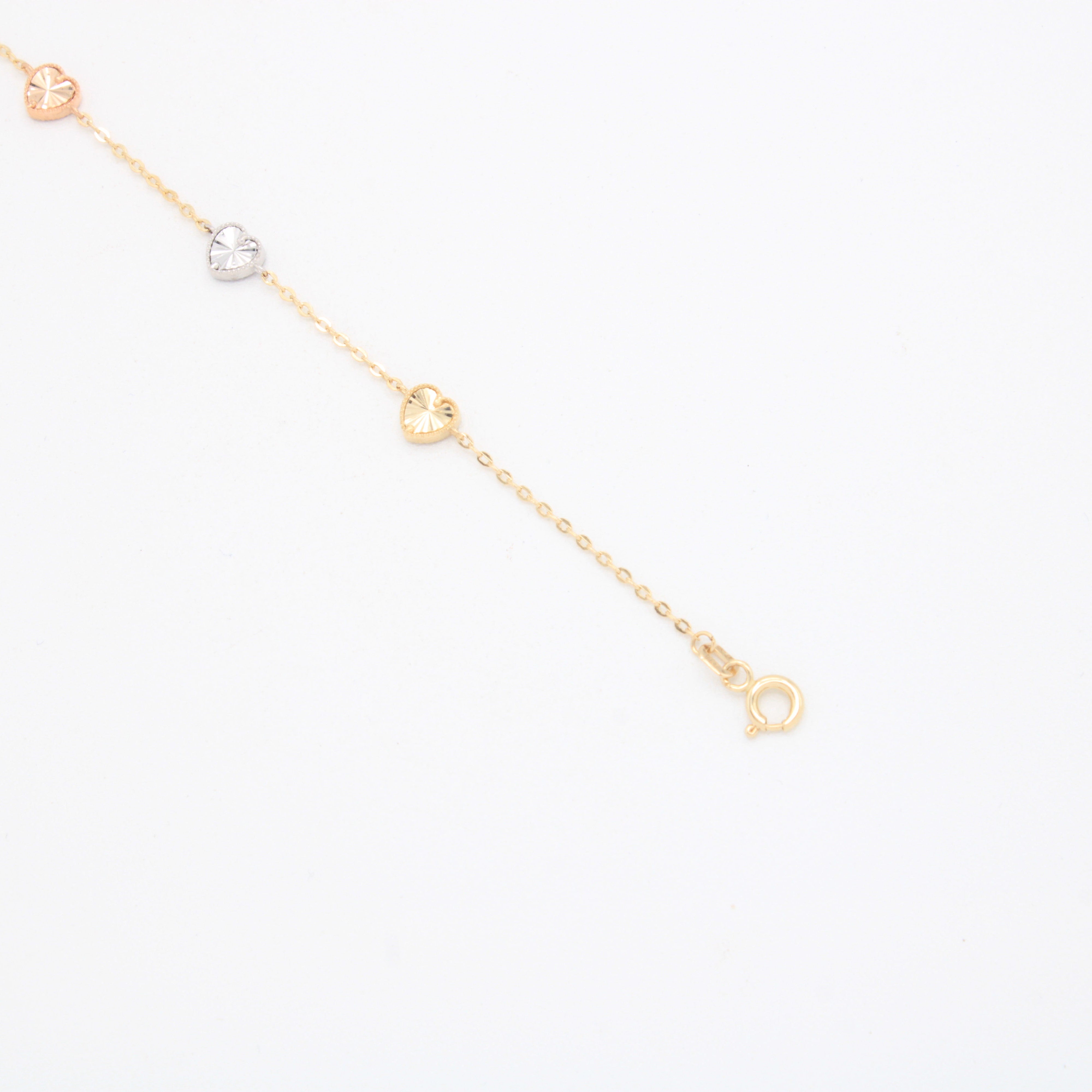Pulsera de Oro 14k Corazones Diamantados Florentinos mod. 11036