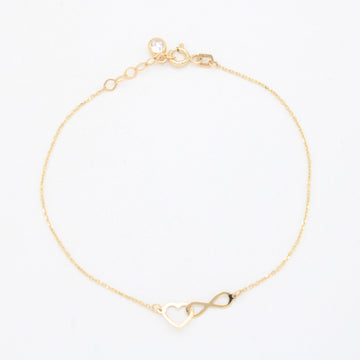 Pulsera de Oro 14k  Corazón e Infinito Entrelazados mod. 11037