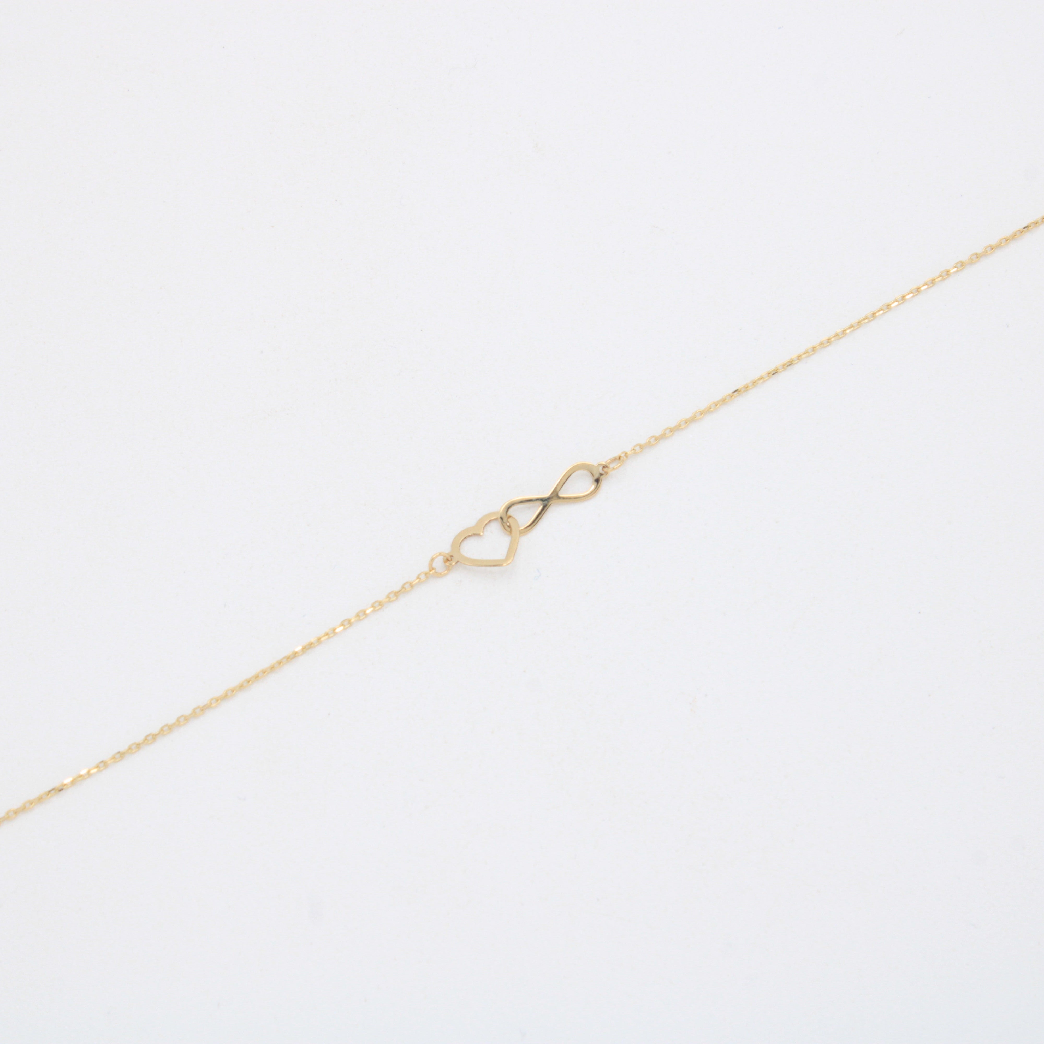 Pulsera de Oro 14k  Corazón e Infinito Entrelazados mod. 11037