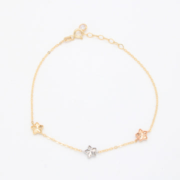 Pulsera de Oro 14k de 3 Estrellas Diamantadas Florentinas mod. 11038