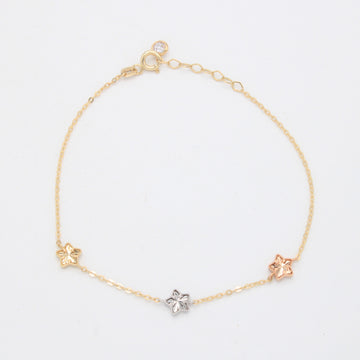 Pulsera de Oro 14k de 3 Estrellas Diamantadas Florentinas mod. 11038