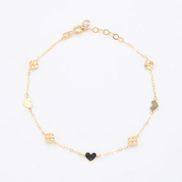 Pulsera de Oro 14k  Corazones y Flores Diamantadas mod. 11039