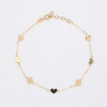 Pulsera de Oro 14k  Corazones y Flores Diamantadas mod. 11039