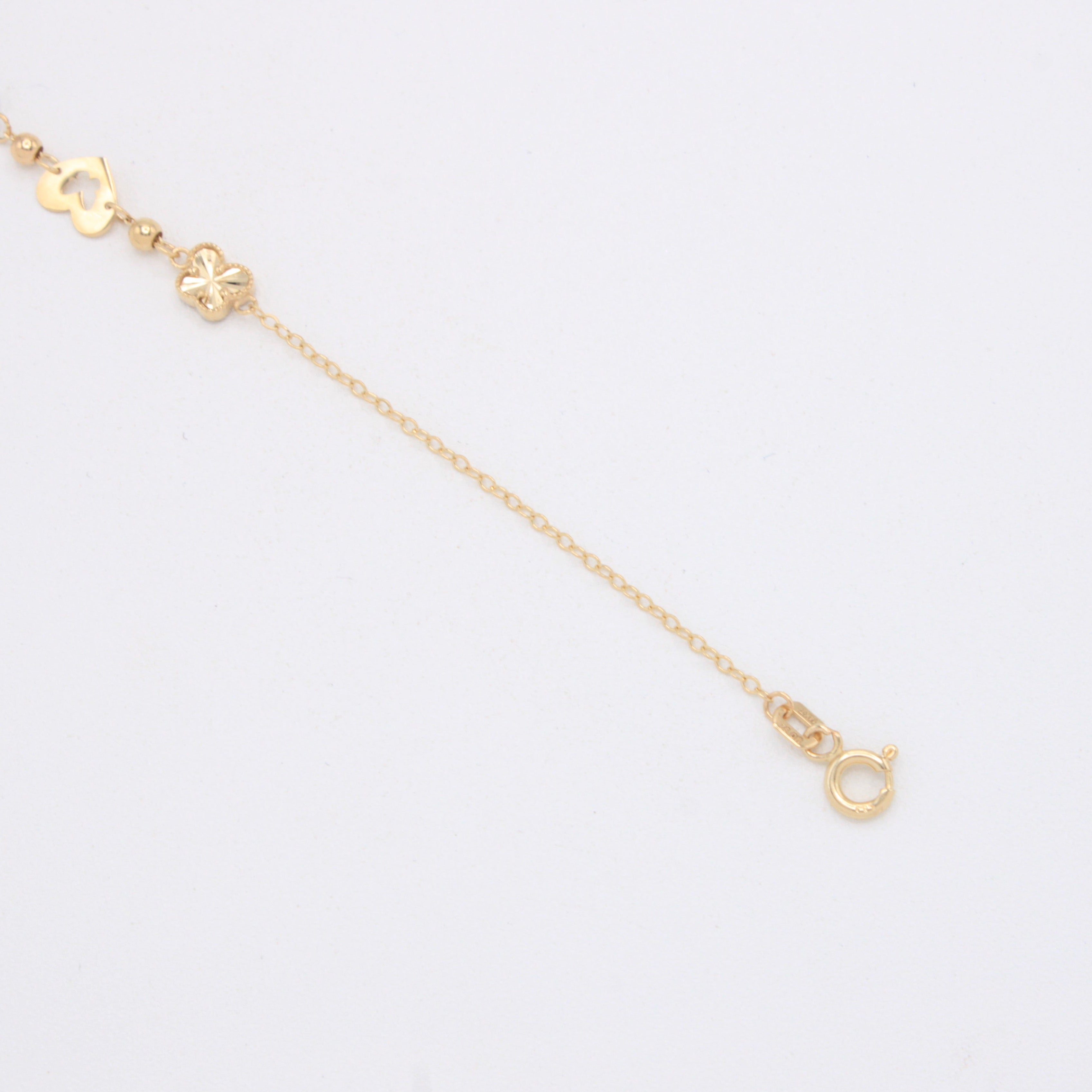 Pulsera de Oro 14k Mariposas Diamantadas Florentinas y Corazones mod. 11041