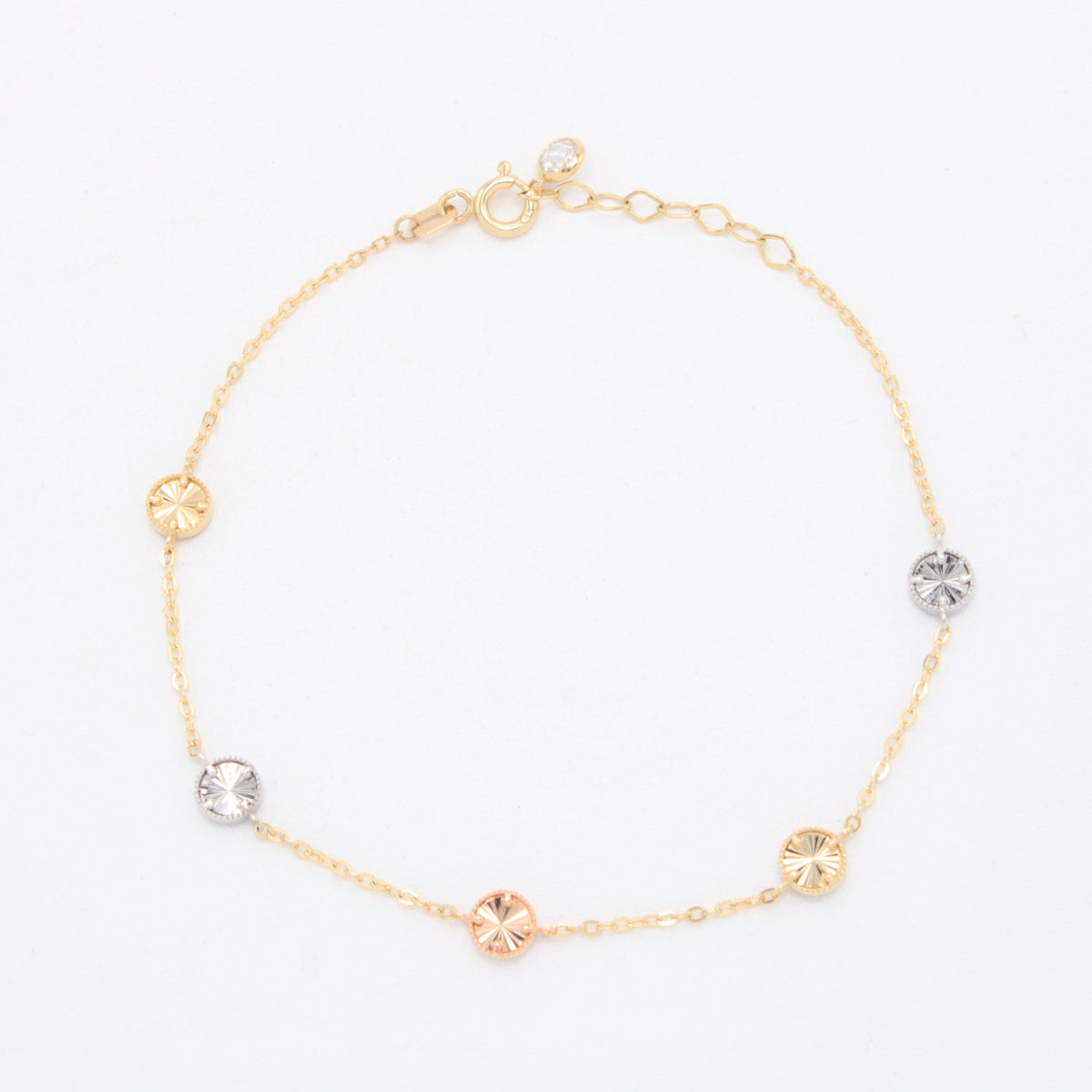 Pulsera de Oro 14k  Circulos Diamantados Florentinos mod. 11042