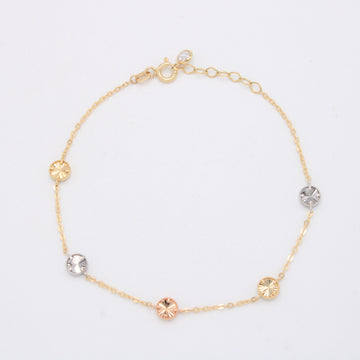 Pulsera de Oro 14k  Circulos Diamantados Florentinos mod. 11042
