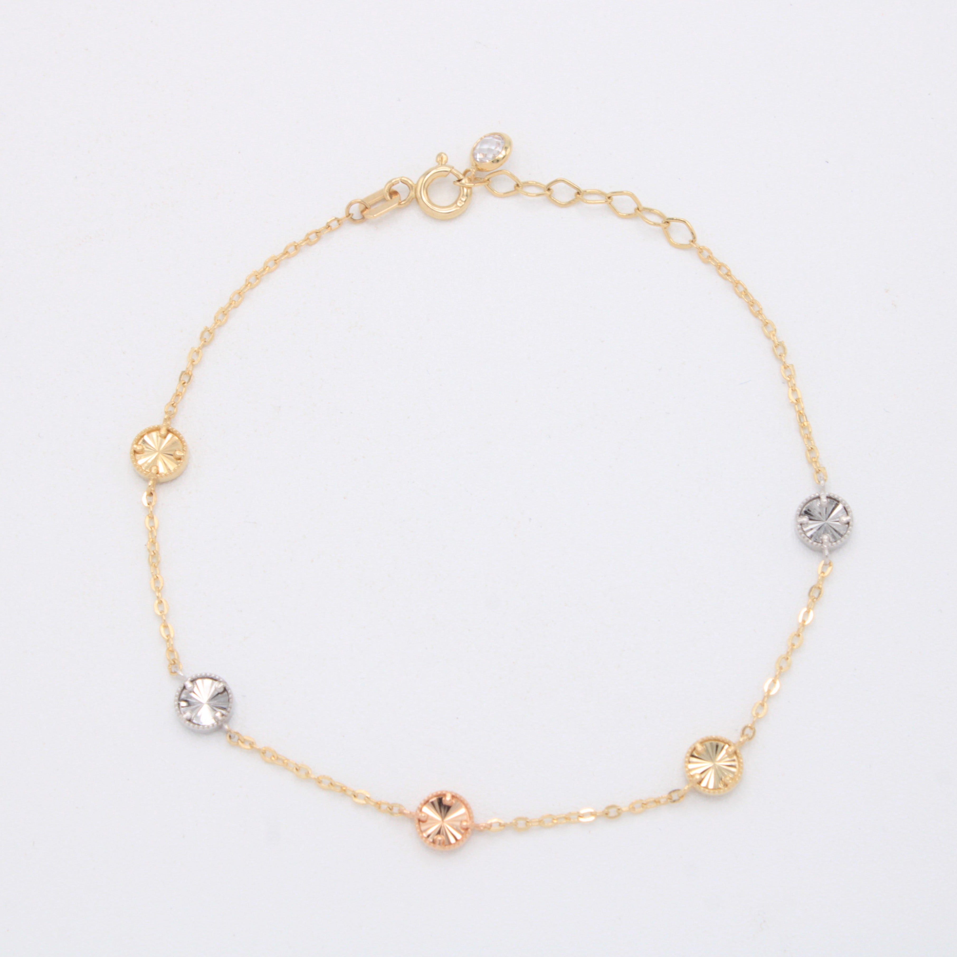 Pulsera de Oro 14k  Circulos Diamantados Florentinos mod. 11042