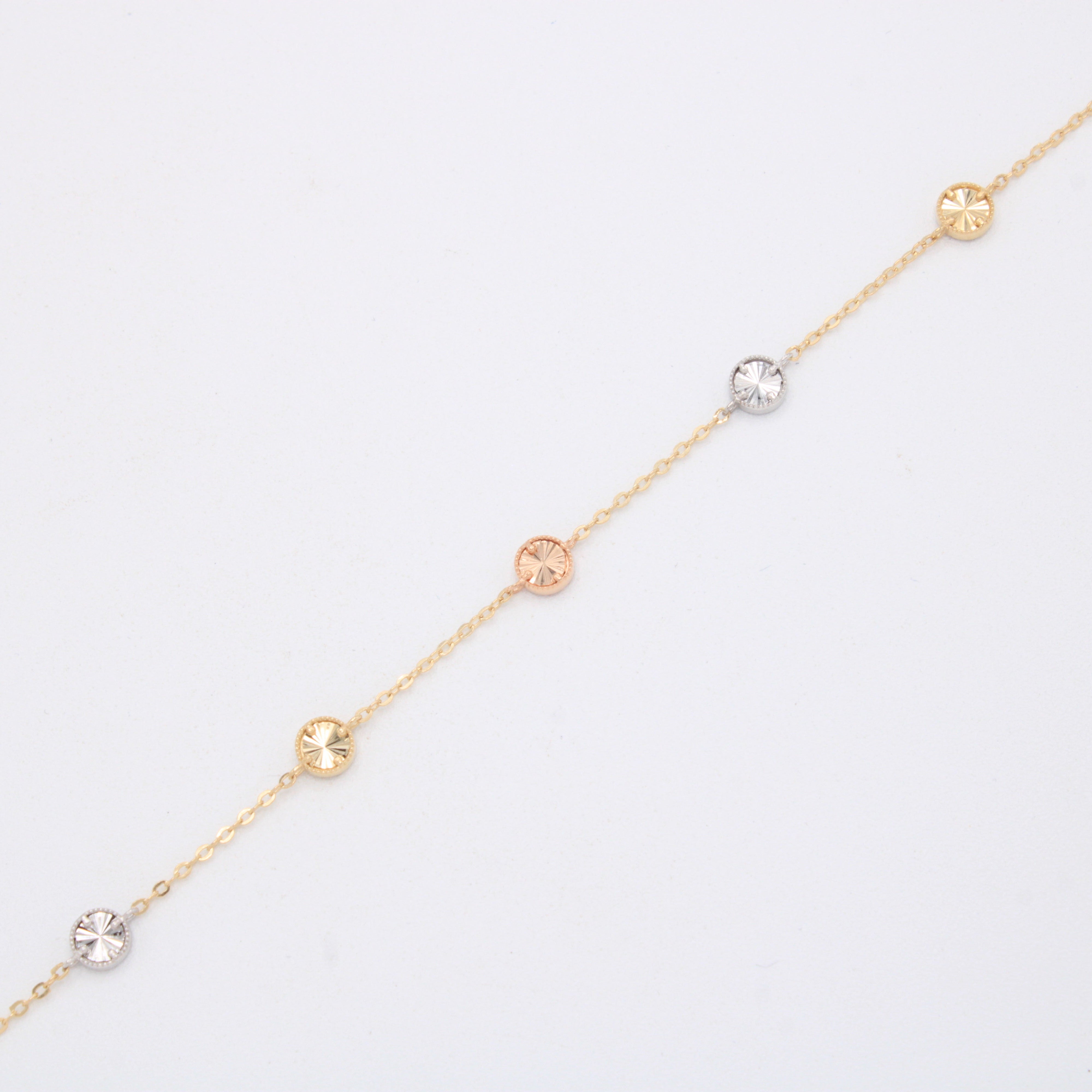 Pulsera de Oro 14k  Circulos Diamantados Florentinos mod. 11042