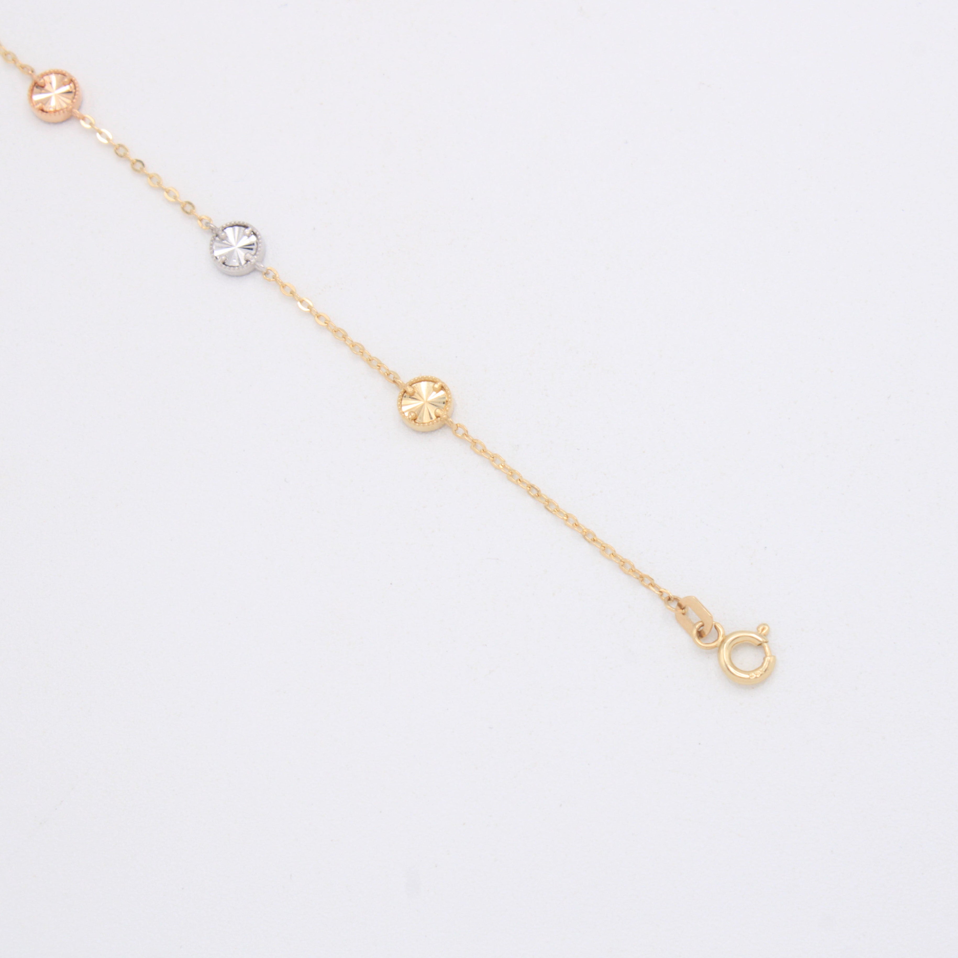 Pulsera de Oro 14k  Circulos Diamantados Florentinos mod. 11042