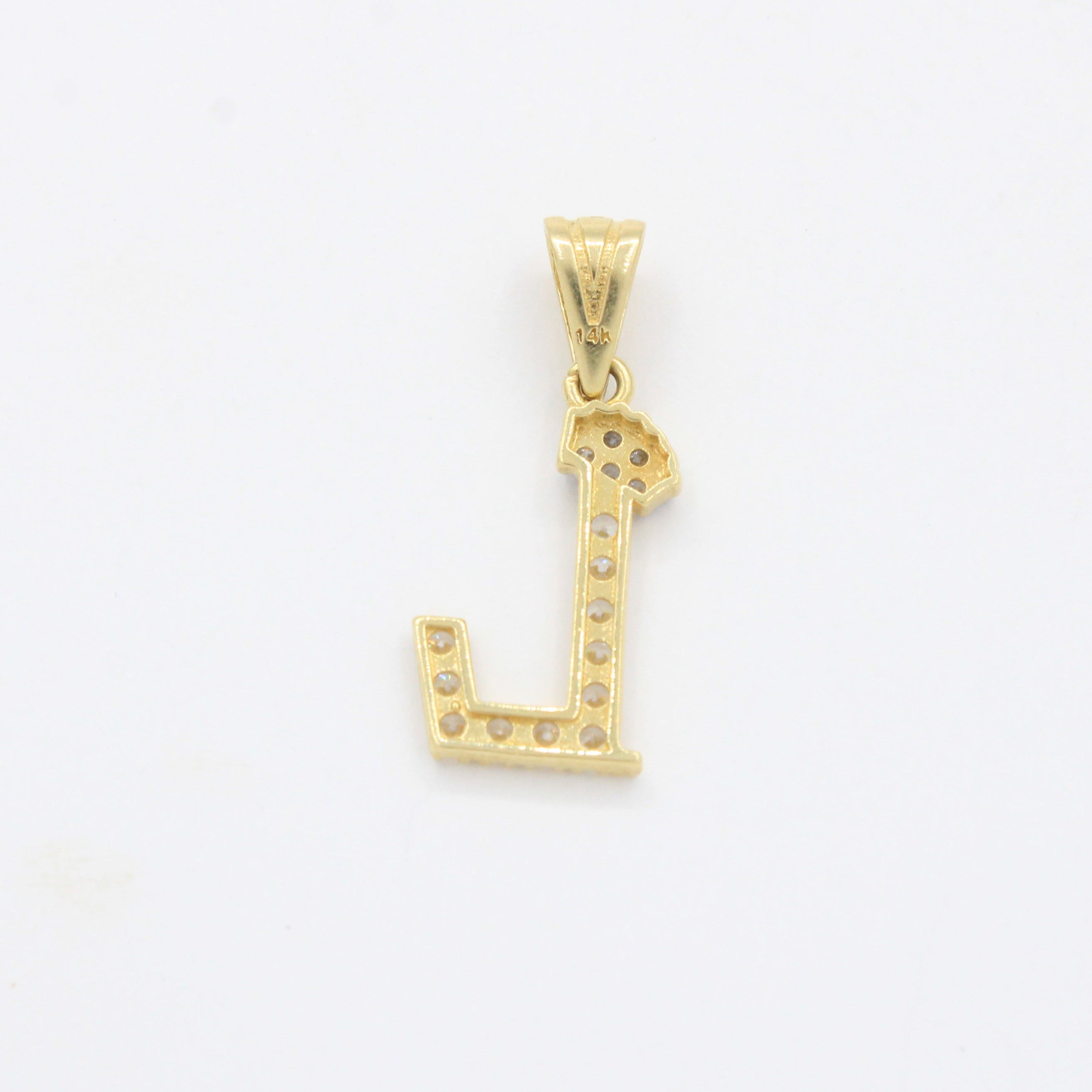 Dije de Oro 14k Modelo de Inicial L Diseñado con Corona e Incrustación de Zirconias mod. 10568