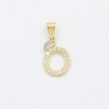 Dije de Oro 14k Modelo de Inicial O Diseñado con Corona e Incrustación de Zirconias mod. 10570