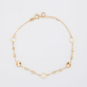 Pulsera de Oro 14k Circulos Diamantados y Huecos mod. 11045