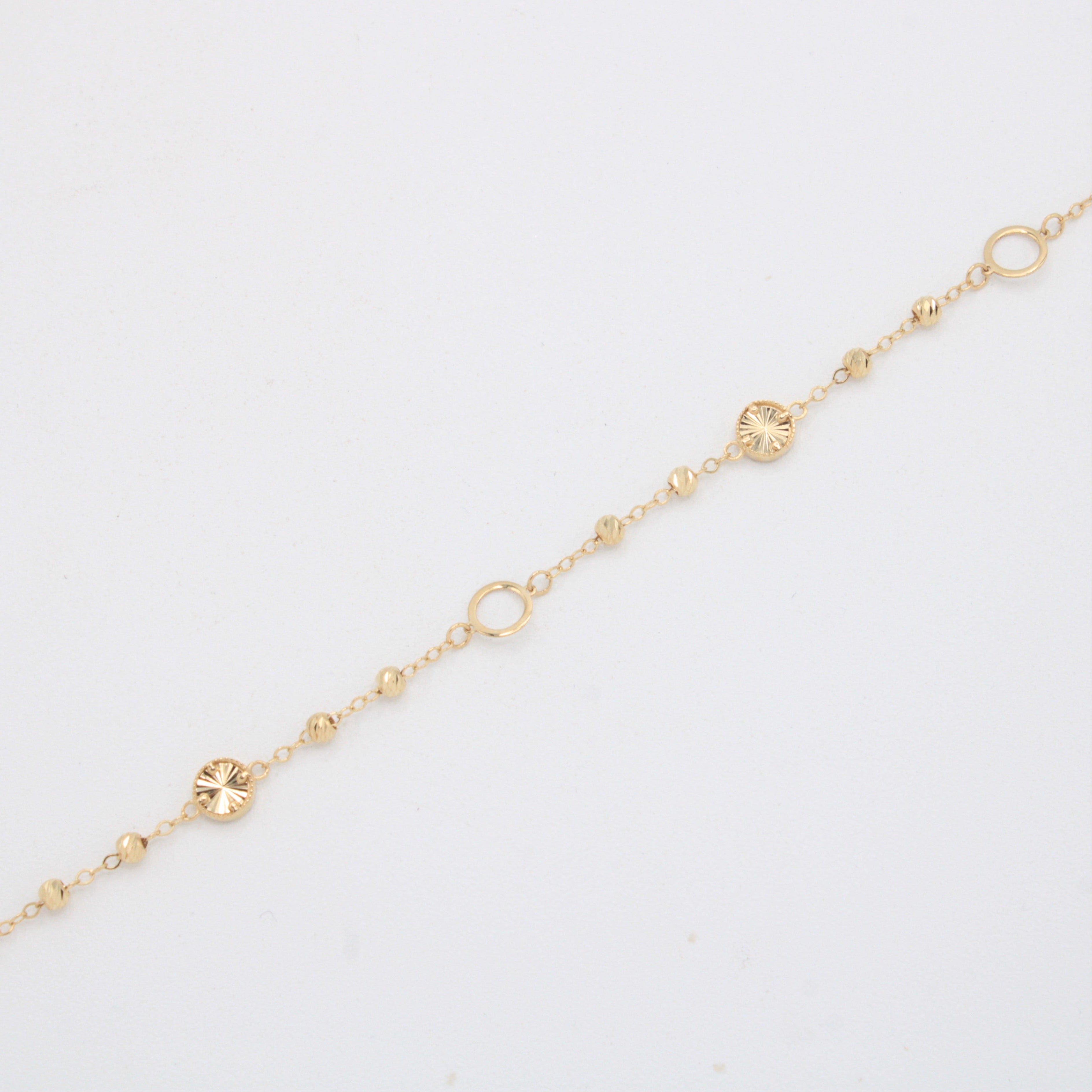Pulsera de Oro 14k Circulos Diamantados y Huecos mod. 11045