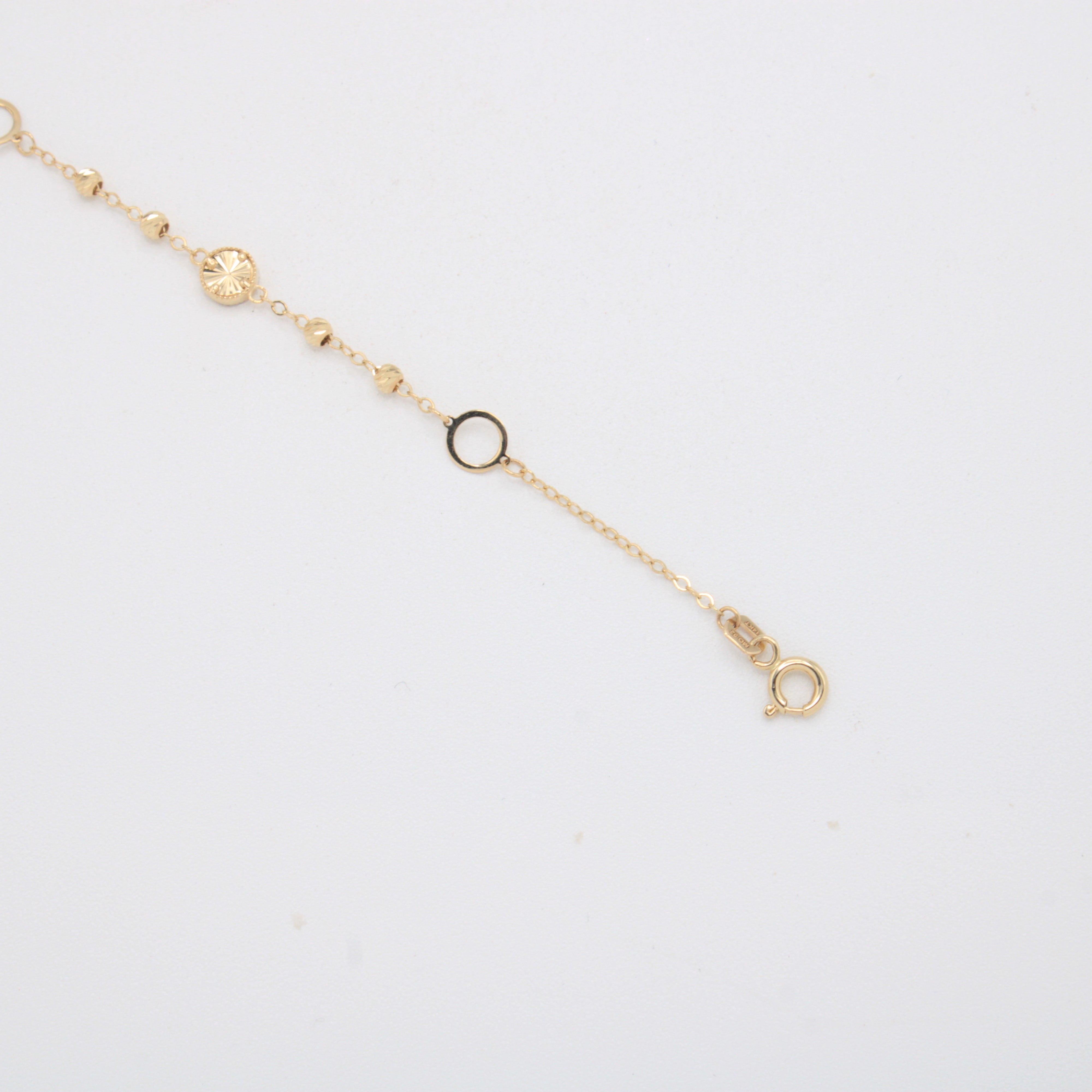 Pulsera de Oro 14k Circulos Diamantados y Huecos mod. 11045