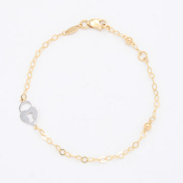Pulsera de Oro 14k Candado de Corazón en Oro Blanco mod. 11047
