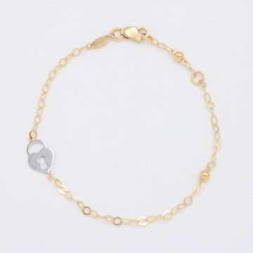 Pulsera de Oro 14k Candado de Corazón en Oro Blanco mod. 11047