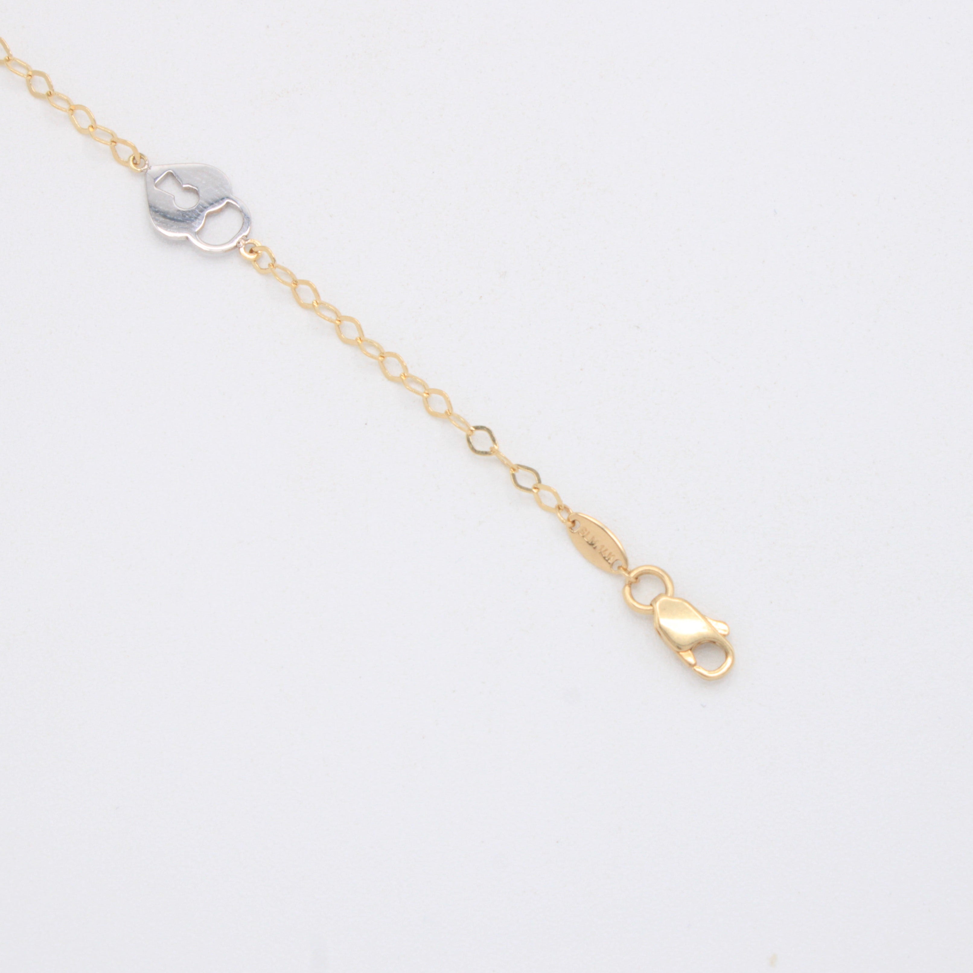 Pulsera de Oro 14k Candado de Corazón en Oro Blanco mod. 11047