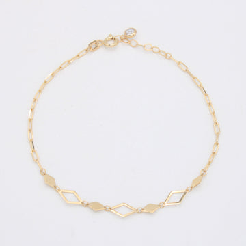 Pulsera de Oro 14k de Tejido Paperclip y Rombos mod. 11048