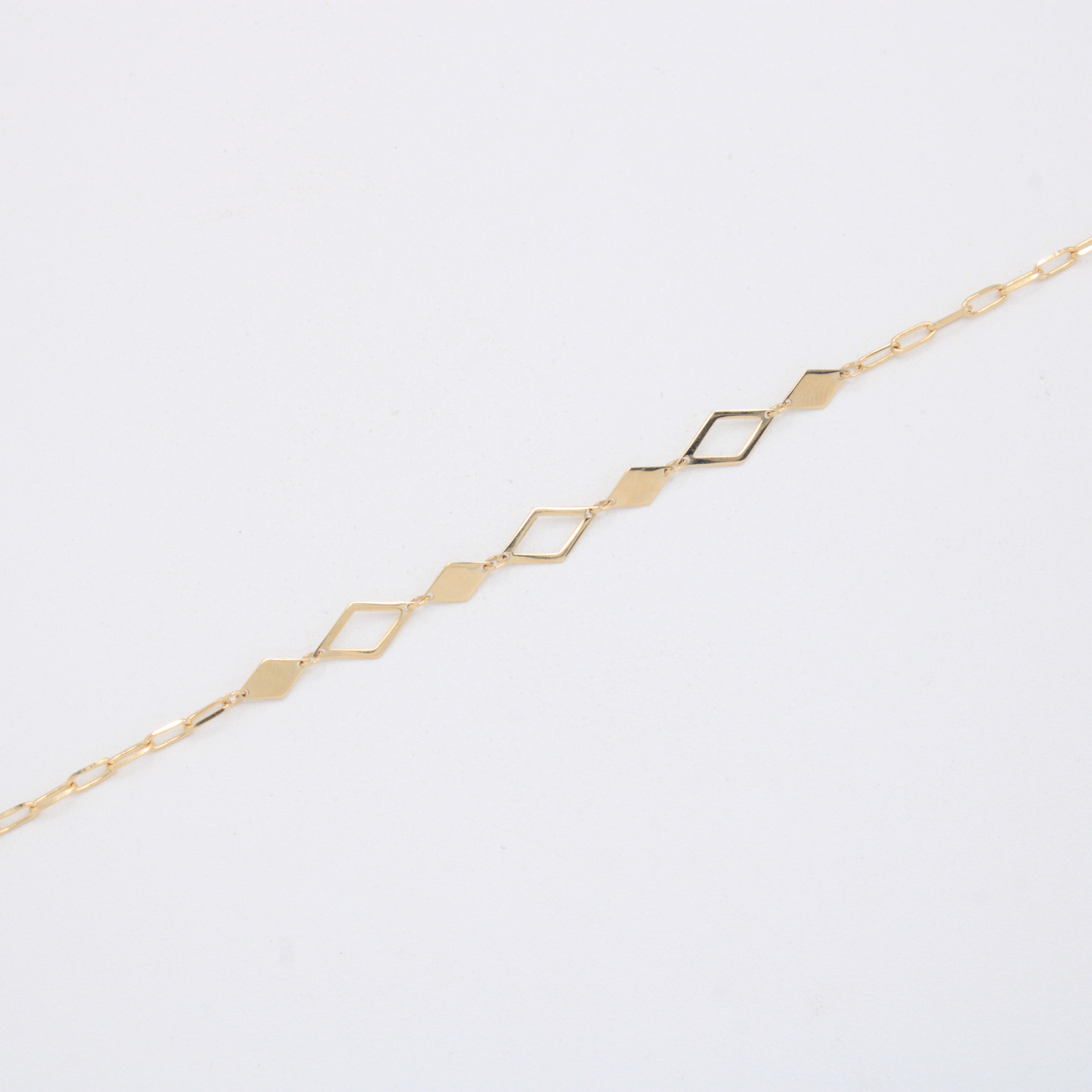 Pulsera de Oro 14k de Tejido Paperclip y Rombos mod. 11048