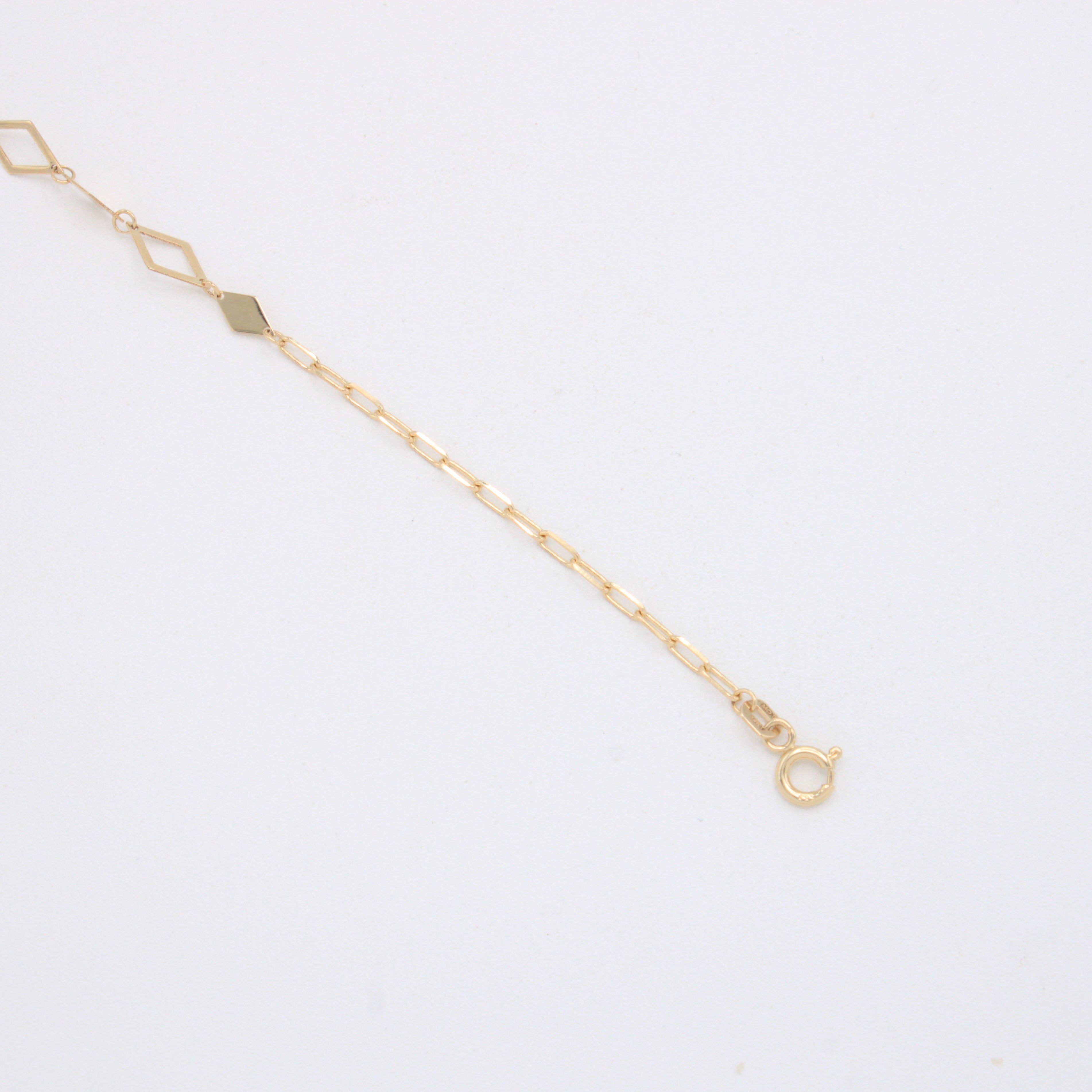 Pulsera de Oro 14k de Tejido Paperclip y Rombos mod. 11048