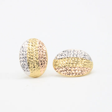 Arete con Broche Patente de Oro 14k Óvalo Diamantado Florentino mod. 11049