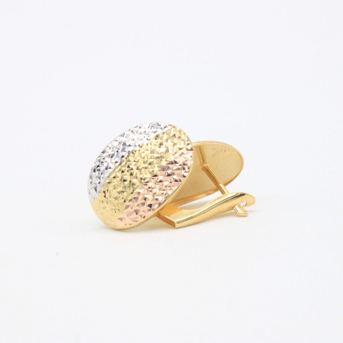 Arete con Broche Patente de Oro 14k Óvalo Diamantado Florentino mod. 11049