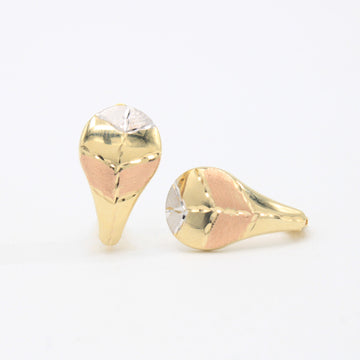 Arete con Broche Patente de Oro 14k con Detalles Matte Florentinos de mod. 11050