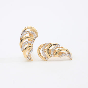 Arete con Broche Patente de Oro 14k Diseño Ondulado con Incrustación de Zirconias mod. 11052