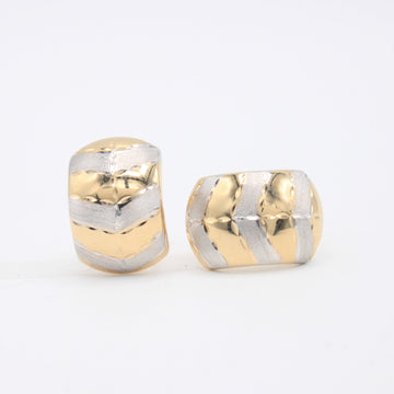Arete con Broche Patente de Oro 14k Ovaladas con Oro Blanco mod. 11054