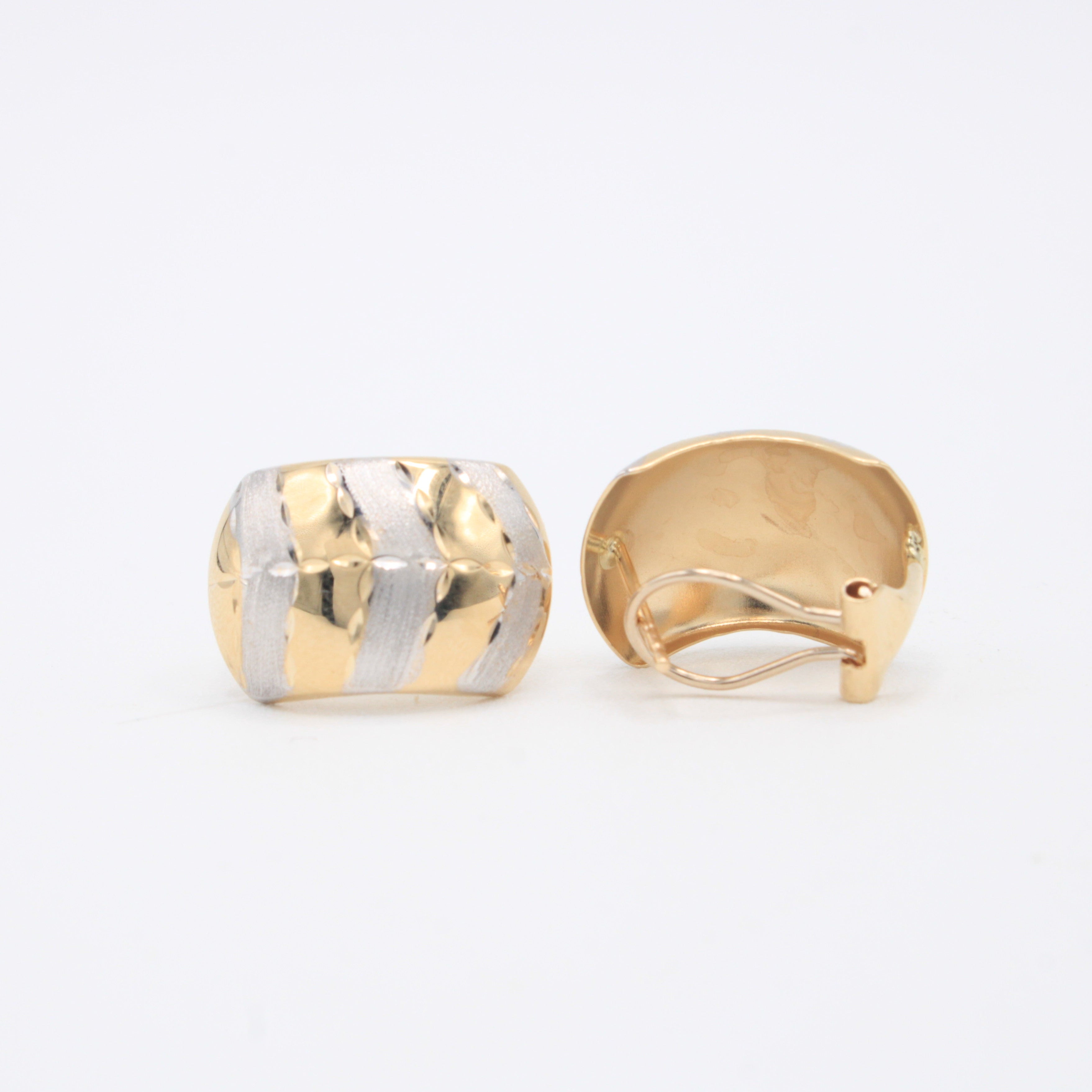 Arete con Broche Patente de Oro 14k Ovaladas con Oro Blanco mod. 11054