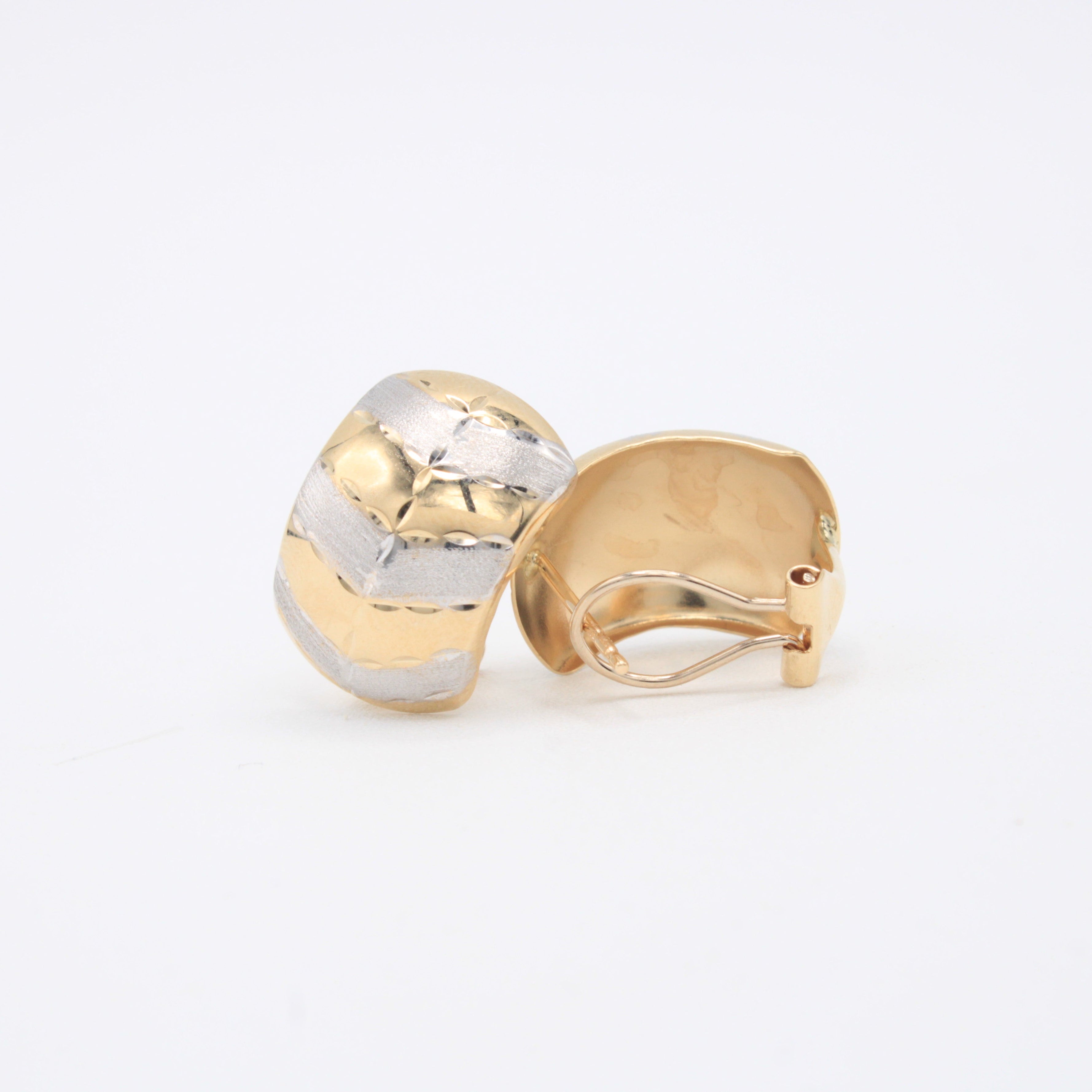 Arete con Broche Patente de Oro 14k Ovaladas con Oro Blanco mod. 11054