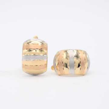Arete con Broche Patente de Oro 14k Ovalos con Lineas Rectas Florentinas mod. 11056